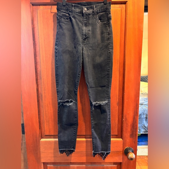 MOTHER Denim - MOTHER High Rise Black Distressed Jeans